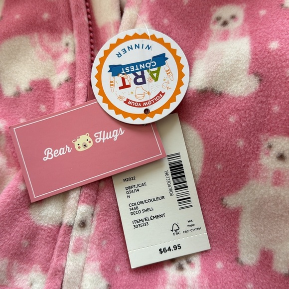 Gymboree girls fleece pink and white polar bear sweater jacket sweatshirt size 6 - Picture 2 of 8